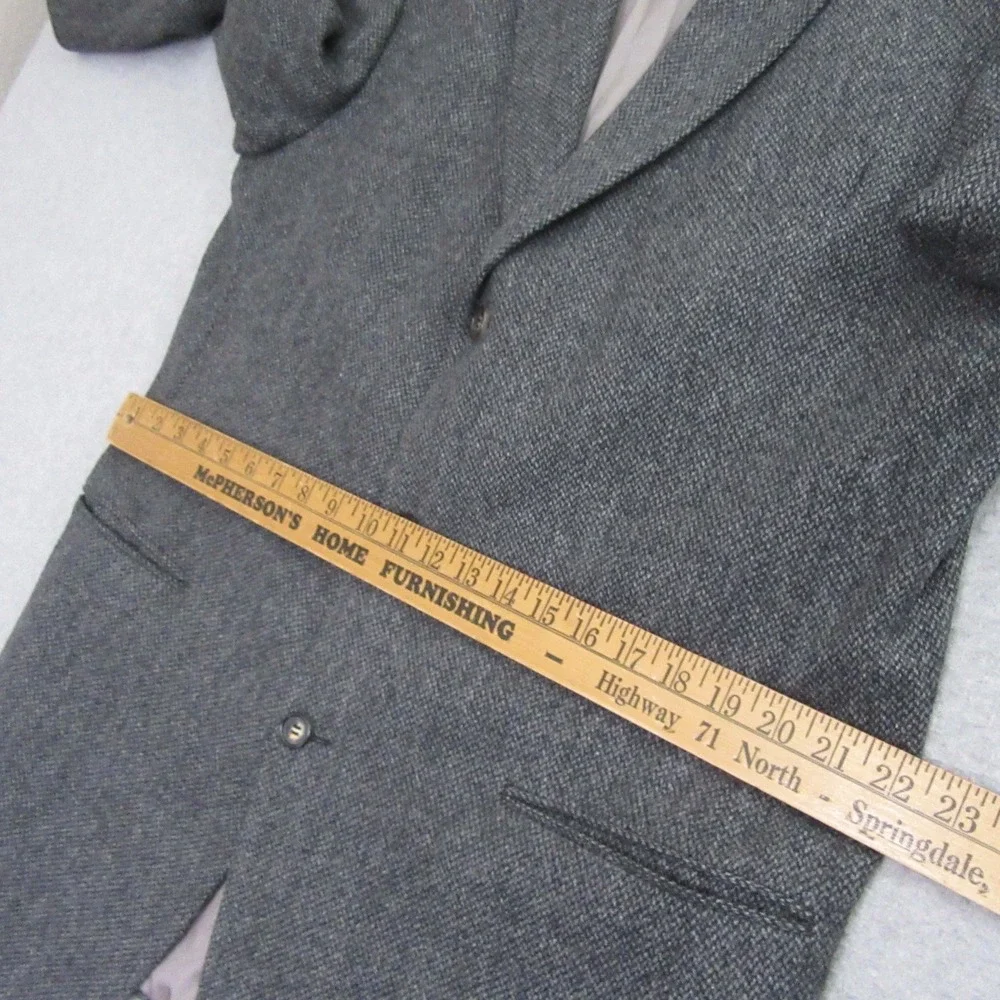 Hugo‎ Boss Mens Tweed Sport Coat 44L Gray Birdseye 3 Button Virgin Wool Ventless